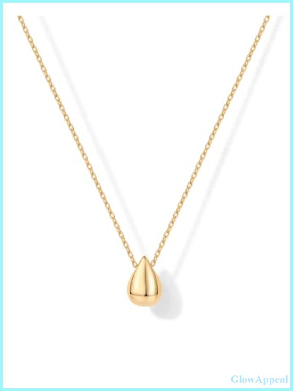 14K Gold Plated Pear Pendant Necklace Dainty Teardrop Gift for Her
